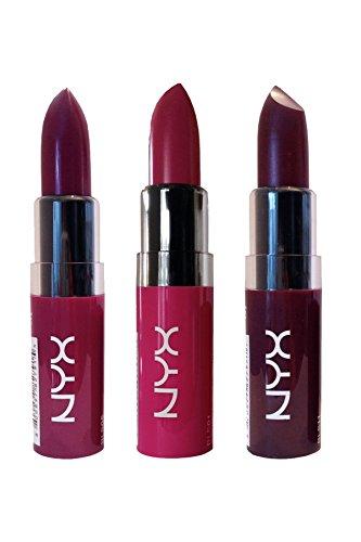 NYX NYX Butter Lipstick BLSSET 03 -Bright Fuchsia, Blue Violet & Deep Burgundy Net Wt. 0.16 oz