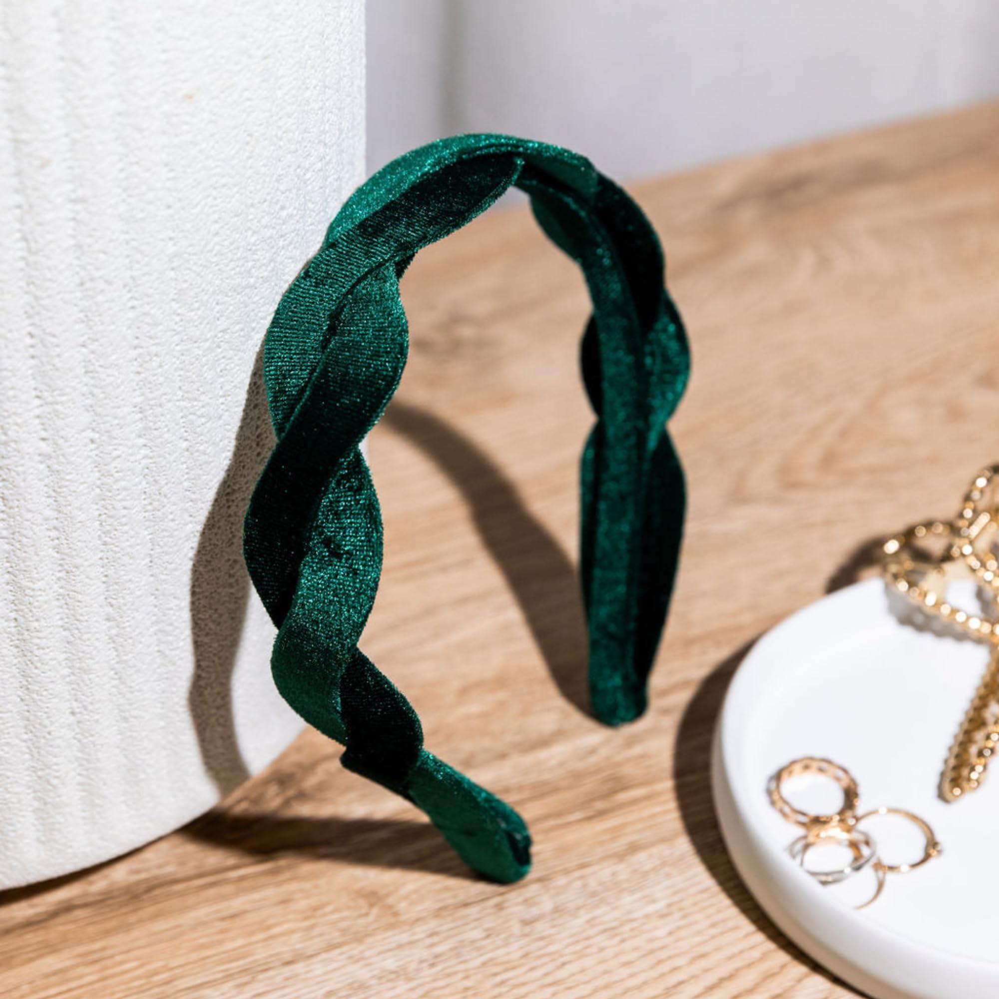 Lilly Pulitzer Lilly Pulitzer Women\'s Fashion Headband, Woven Fabric Headband, Green Velvet Headband, Cute Hair Accessories for Women, Fiddle Green