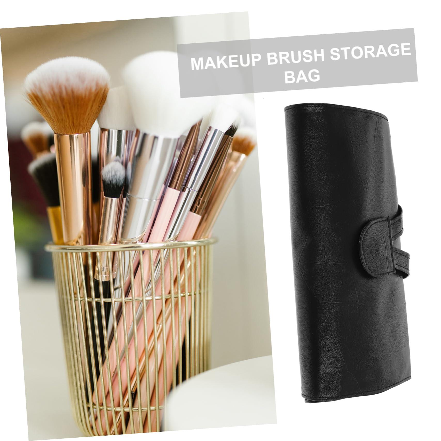 FOMIYES FOMIYES Roll up Make up Brush Case 18-piece Pu Leather Black Travel Makeup Brush Holder