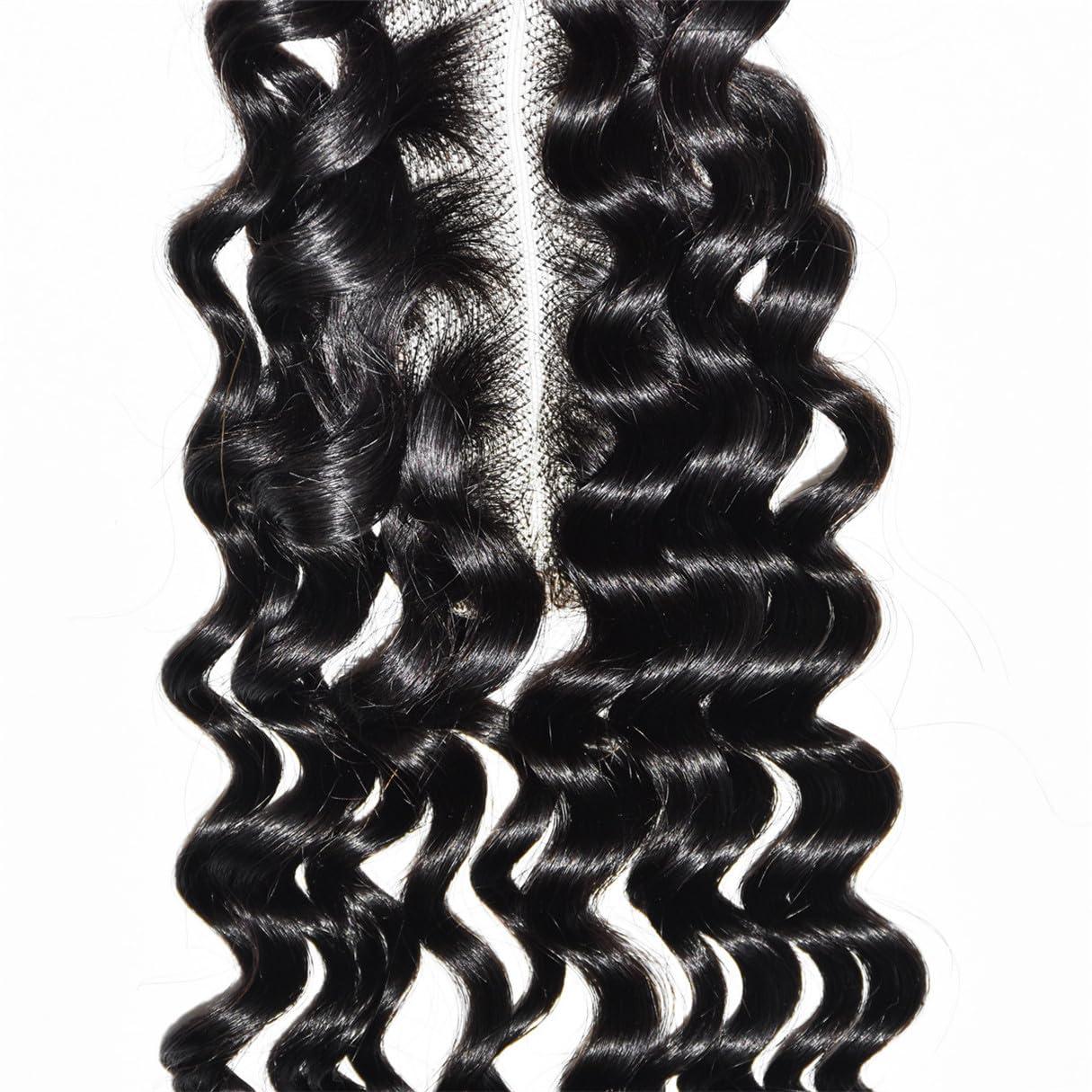 rewcoin Brazilian Deep Wave 2x6 Lace Closure 100% Unprocessed Human Virgin Hair Deep Curly Closure Pre-Plucked Hairline Loose Deep Closure With Baby Hair (14inch, 2x6 deep wave closure)