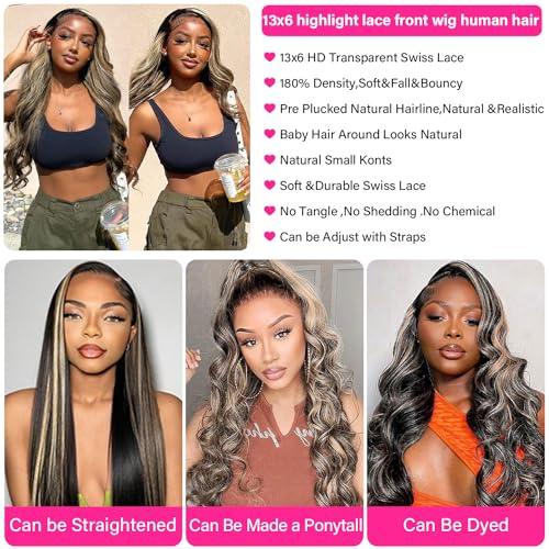 Daules Daules 26 Inch 136 Ginger Lace Front Wigs Human Hair Body Wave + 20 Inch 1B/27 Highlight Lace Front Wig Human Hair