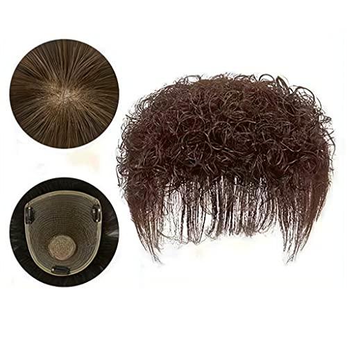 BESTOPPER BESTOPPER Curly Hair Topper 100% Real Human Hair Topper Clip In/On Hair Pieces For Women Thinning Hair And Hair Loss (Curly-Dark brown)