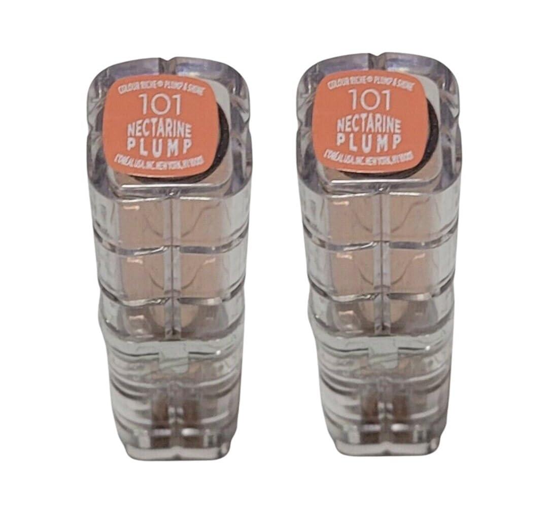 Loreal Pack of 2 L\'Oreal Paris Colour Riche Plump and Shine Lipstick, Nectarine Plump 101
