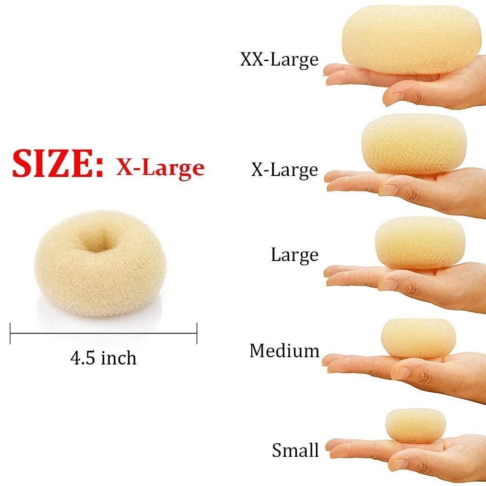 TwistyTieLB TwistyTieLB Hair Bun Maker, 2PCS X-Large 4.5 Inch Beige Ring Style Bun, Chignon Hair Large Doughnut Shaper for Thick and Long Hair