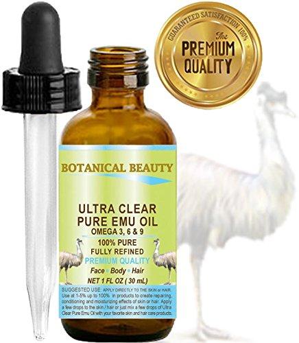 Botanical Beauty PURE EMU OIL 100% Natural RAW VIRGIN UNREFINED for FACE, BODY, HANDS, FEET, NAILS, HAIR and LIP CARE 1 Fl. oz. - 30 ml by Botanical Beauty