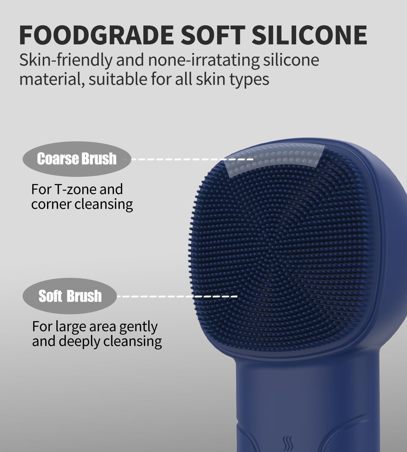 Xpomelo Facial Cleansing Brush face Scrubber Face Scrub Brush for Men & Women Rechargeable Face Brushes for Facial Electric Silicone Face Scrubber Cleanser Brush 3 Modes (Blue)