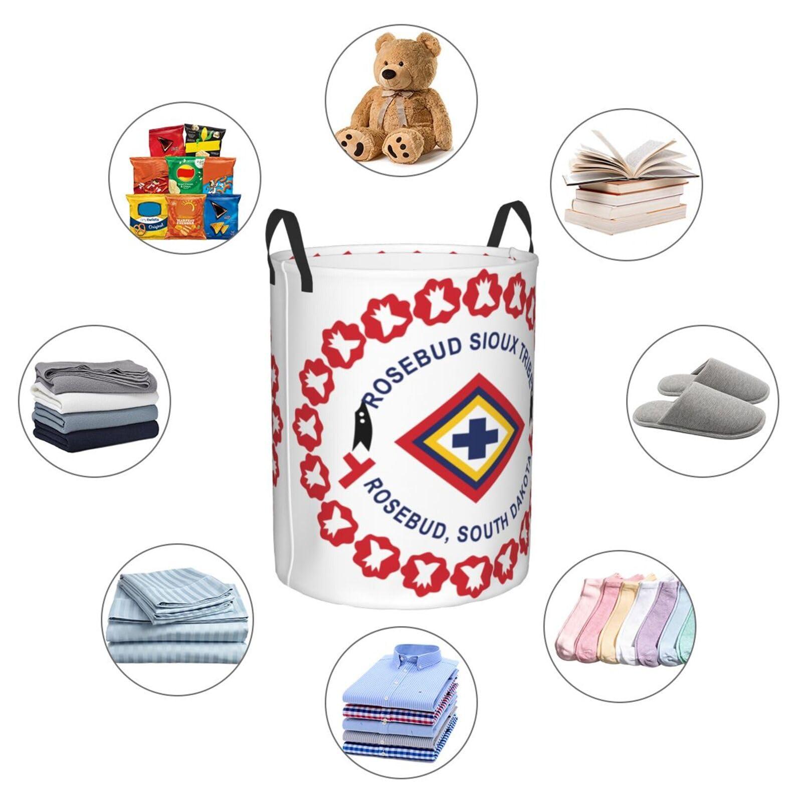 Qauirfe Rosebud Sioux Nation Tribe Flag Circular Hamper Lasting Organization Bedroom Bathroom Dcor