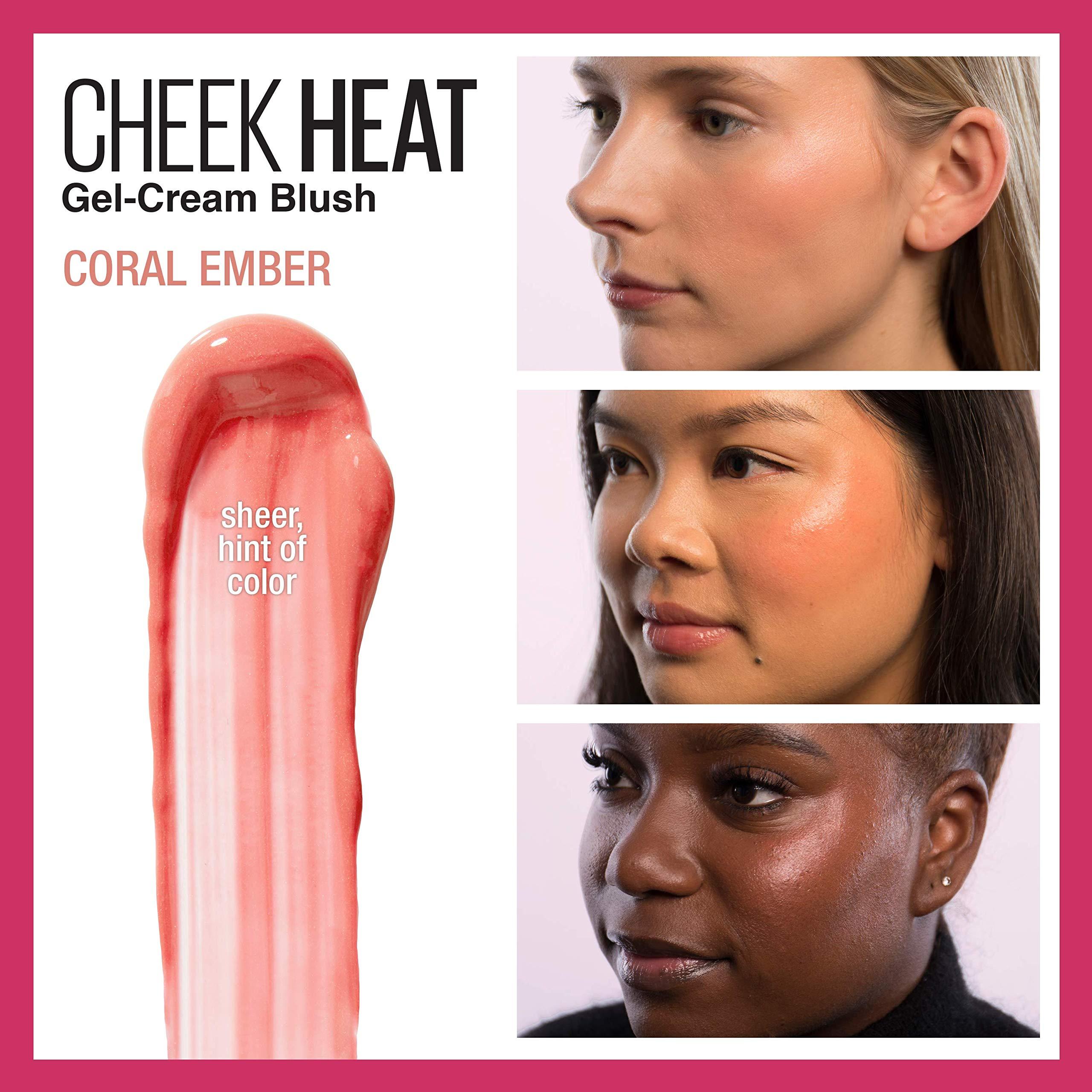MAYBELLINE Maybelline Cheek Heat Gel-Cream Blush Makeup Bundle with Nude Burn and Coral Ember Shades, Lightweight Feel, Dewy Finish, Oil-Free, 1 Count Each