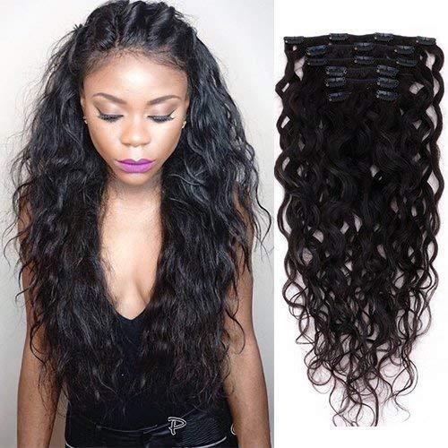 EIAKE Natural Curly Clip in Human Hair Extensions for Black Women Natural Wave Real Human Remy Hair Clip in Extension for African American Natural Hair Extensions Clip ins (16inch, 1 NaturalWave)
