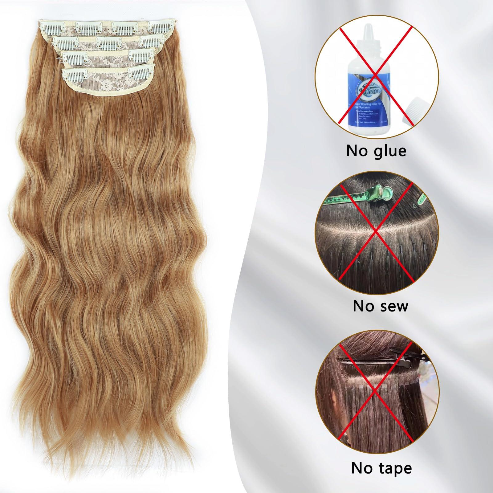 Perience Clip in Hair Extensions for Women 20 Inch Copper Red Hair Extension Long Wavy Hair Extension Thick Hairpieces Clip in Hair Extensions Long Hair Extension (20INCH, 30/44B)