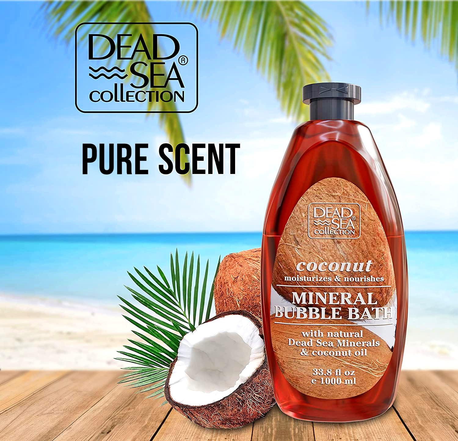 Dead Sea Collection Dead Sea Collection Bubble Bath with Coconut for Women and Men - Coconut Oil and Pure Dead Sea Minerals - Nourishing and Moisturizing Skin - Pack of 2 (67.6 fl.oz)