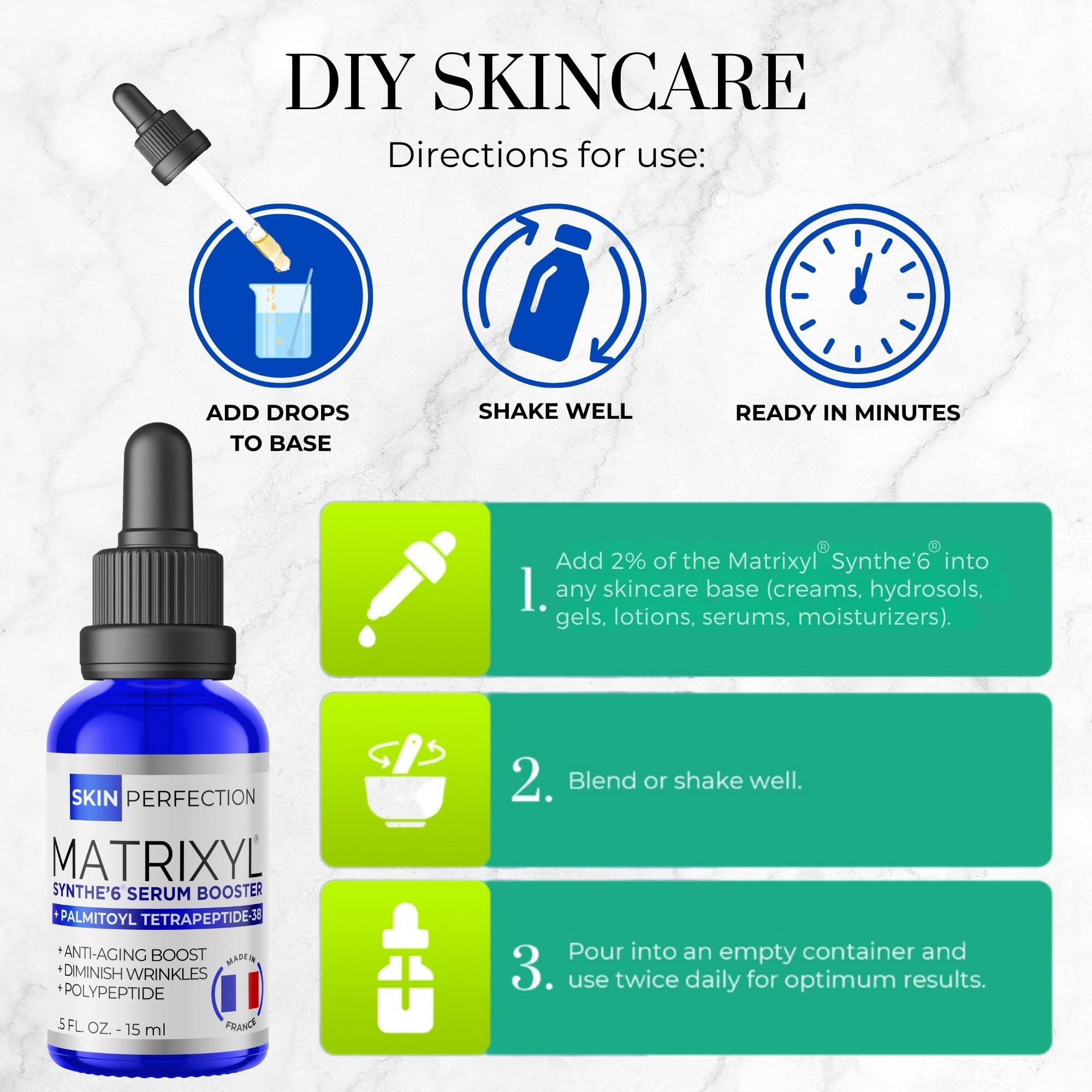 Skin Perfection Skin Perfection Matrixyl Synthe 6 Palmitoyl Tetrapeptide 38 DIY Anti-Aging Serum Youth Boost Wrinkle Filler Crow's Feet Laugh Lines on Forehead S-6 6000 Skin Perfection .5 oz, 300 drops