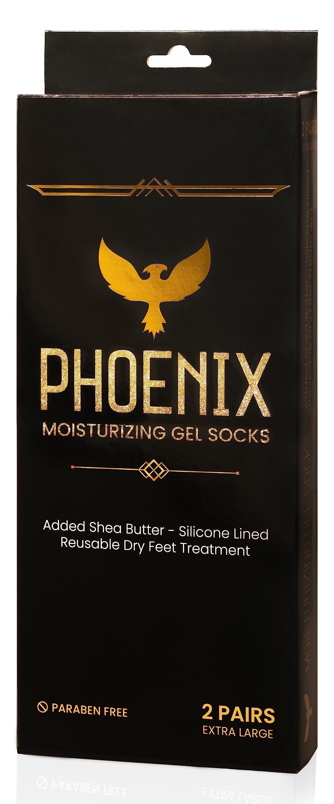 Phoenix Foot Peel Moisturizing Gel Socks for Men - Extra Large - 2 Pairs - with Shea Butter - Paraben Free - Reuseable Moisturizing Socks - Phoenix Foot Peel