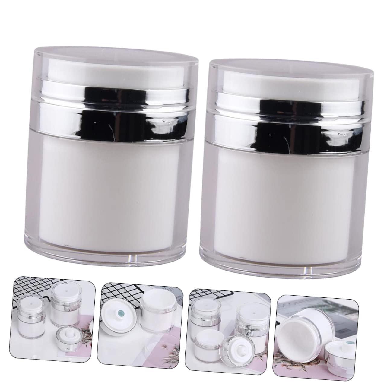 FOMIYES FOMIYES 4 Pcs Press Cream Jar airless Jars for Cosmetics airless Lotion Pump Bottle Pump Bottle Dispenser Pressing Type Bottle Cream Pump Dispenser jar pp Liquid Pump Acrylic Travel White