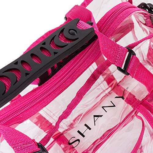 SHANY SHANY Clear PVC Makeup Bag - Large Professional Makeup Artist Rectangular Tote with Shoulder Strap and 5 External Pockets - PINK