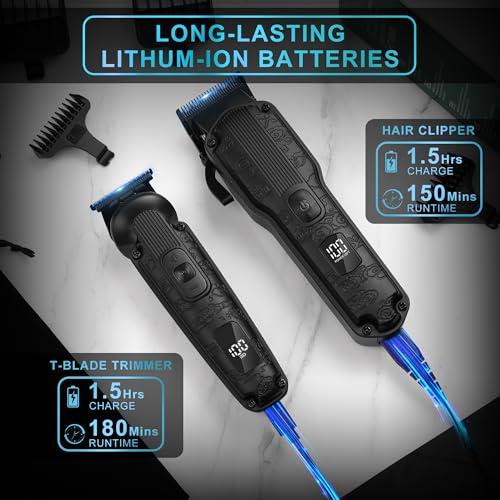 Scttomon Scttomon Professional Hair Clipper for Men Hair Cutting Kit Men\'s Beard Trimmer Hair Trimmer Shaver Cordless Barber Clippers and Trimmers Set Black