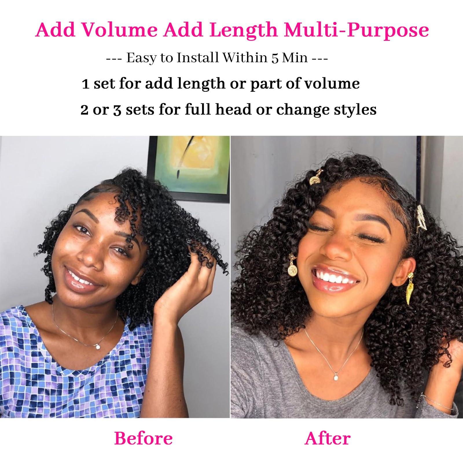 LANWIUKU LANWIUKU Curly Clip in Hair Extensions Real Human Hair 3B 3C Curly Hair Clip in Extensions for Women 10pcs 120g Jerry Curly Clip ins Brazilian Human Hair Curly Clip in Extensions (12 Inch)