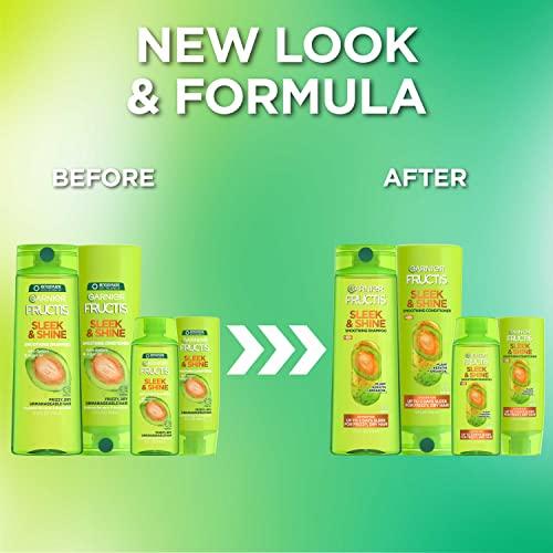 Garnier Garnier Fructis Sleek & Shine Full + Travel Size Shampoo (12.5 & 3 Fl Oz) + Conditioner (12 & 3 Fl Oz) Set for Frizzy, Dry Hair, Plant Keratin + Argan Oil (4 Items), 1 Kit (Packaging May Vary)