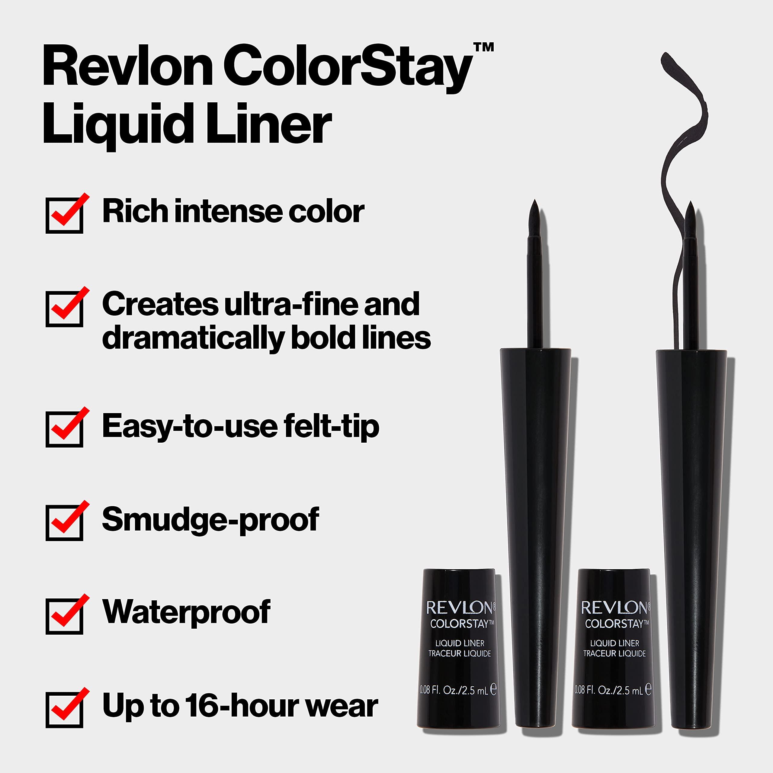 REVLON Revlon ColorStay Liquid Eyeliner, Waterproof, Smudgeproof, Longwear Intense Eye Makeup with Fine Tip, Ophthalmologist Tested, Black Brown (252)