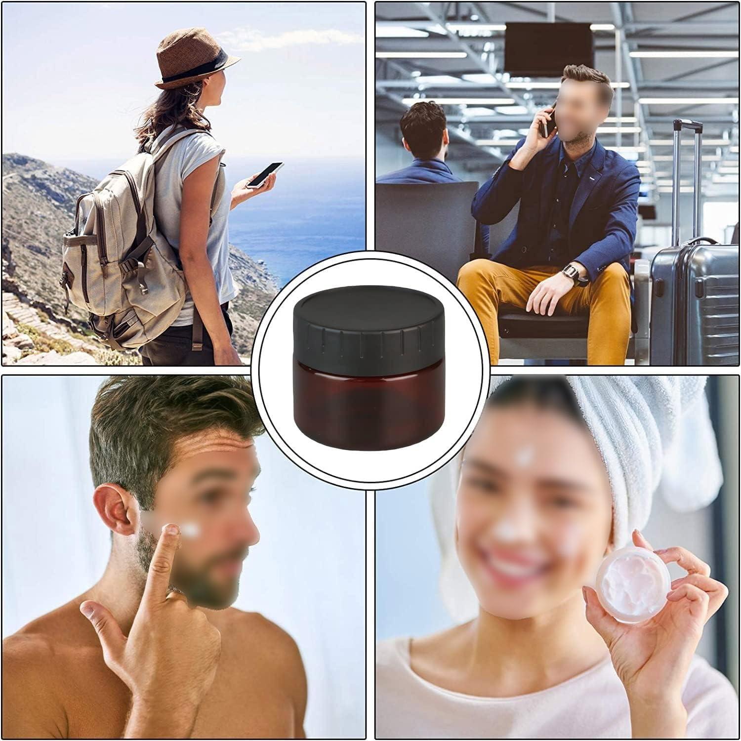 EFARMA Travel Cosmetic Containers,Travel Bottles Pots,Pack of 12, 100ml Empty Brown Plastic Cosmetic Jar Pots with Inner Liners and Black Lids Potty Make-up Container Set (Color : Black, Size : 120ml) (Colo