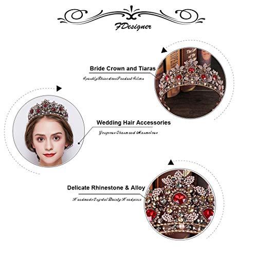 Fdesigner Fdesigner Baroque Bride Crown and Tiaras Flower Rhinestone Wedding Hair Accessories Decorative Prom Hair Jewelry Headpieces Crown for Women and Girls