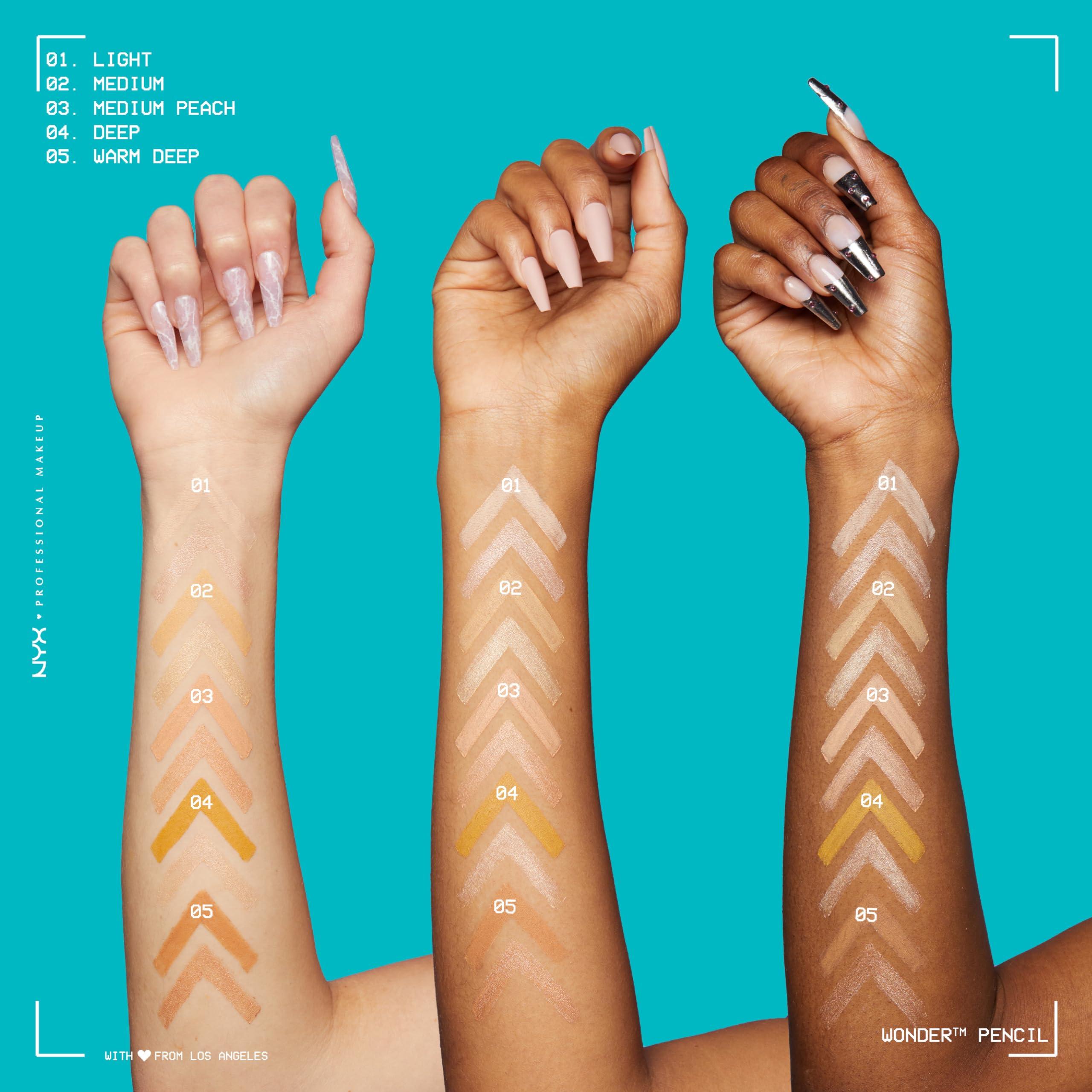 NYX PROFESSIONAL MAKEUP NYX PROFESSIONAL MAKEUP Wonder Pencil, Multi-Use Micro Highlighter & Concealer Stick - Medium Peach (Pack of 2)