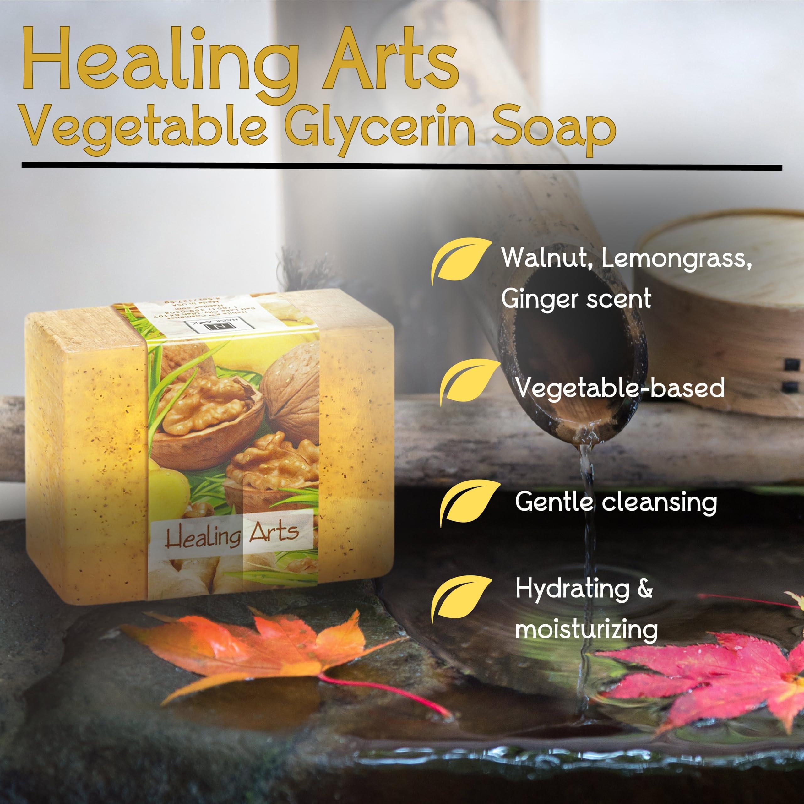 Nabila K Glycerin Bar Soap Healing Arts Scent - Natural, Vegan-Friendly, Hypoallergenic - Moisturizing and Hydrating with 100% Vegetable Glycerin - Sulfate-Free, Paraben-Free, Chemical-Free - 4.5 oz