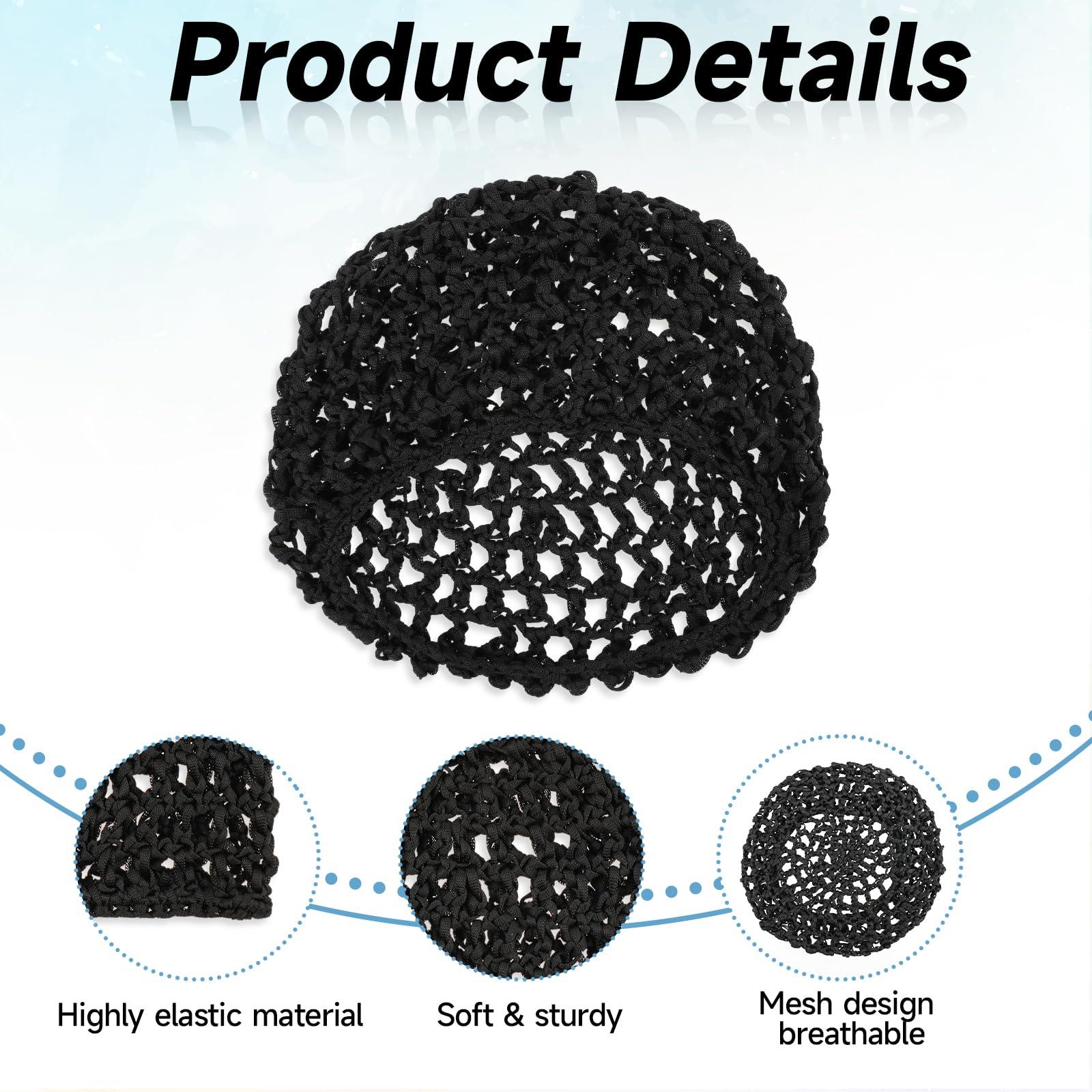 Abeillo Abeillo 3PCS Crochet Hair Net, Hair Wrap Net, Mesh Wrapping Hair Nets Cap Soft Reusable Crocheted Sleep Cap for Women, Hair Wrap for Sleep Hair Silk Tidy (Black)