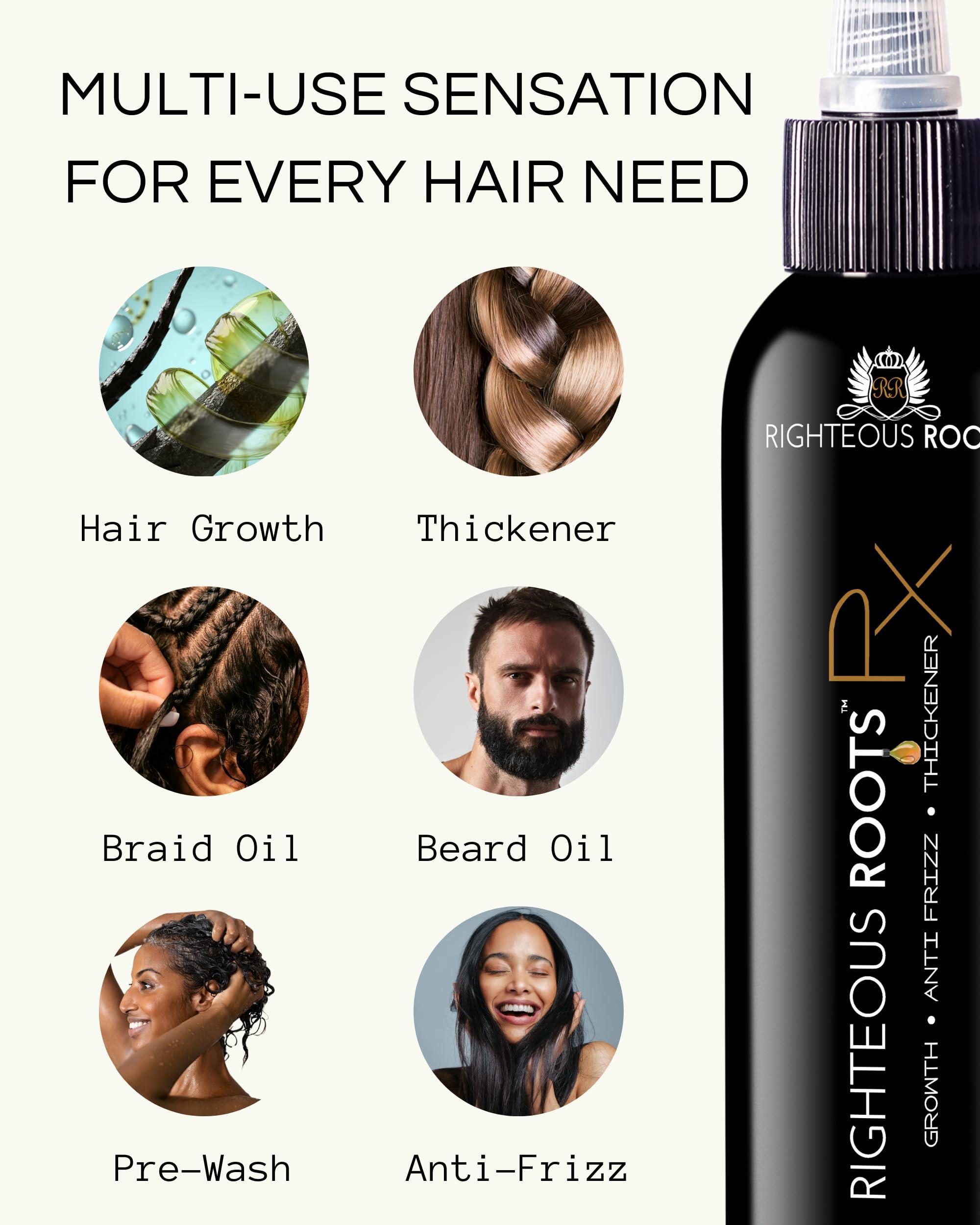 Righteous Roots Righteous Roots Hair Oil for Hair Growth, Anti Frizz and Thickener (4 fl OZ, Pack of 2) - Best for Beard, Curly, Wavy and Natural Hair