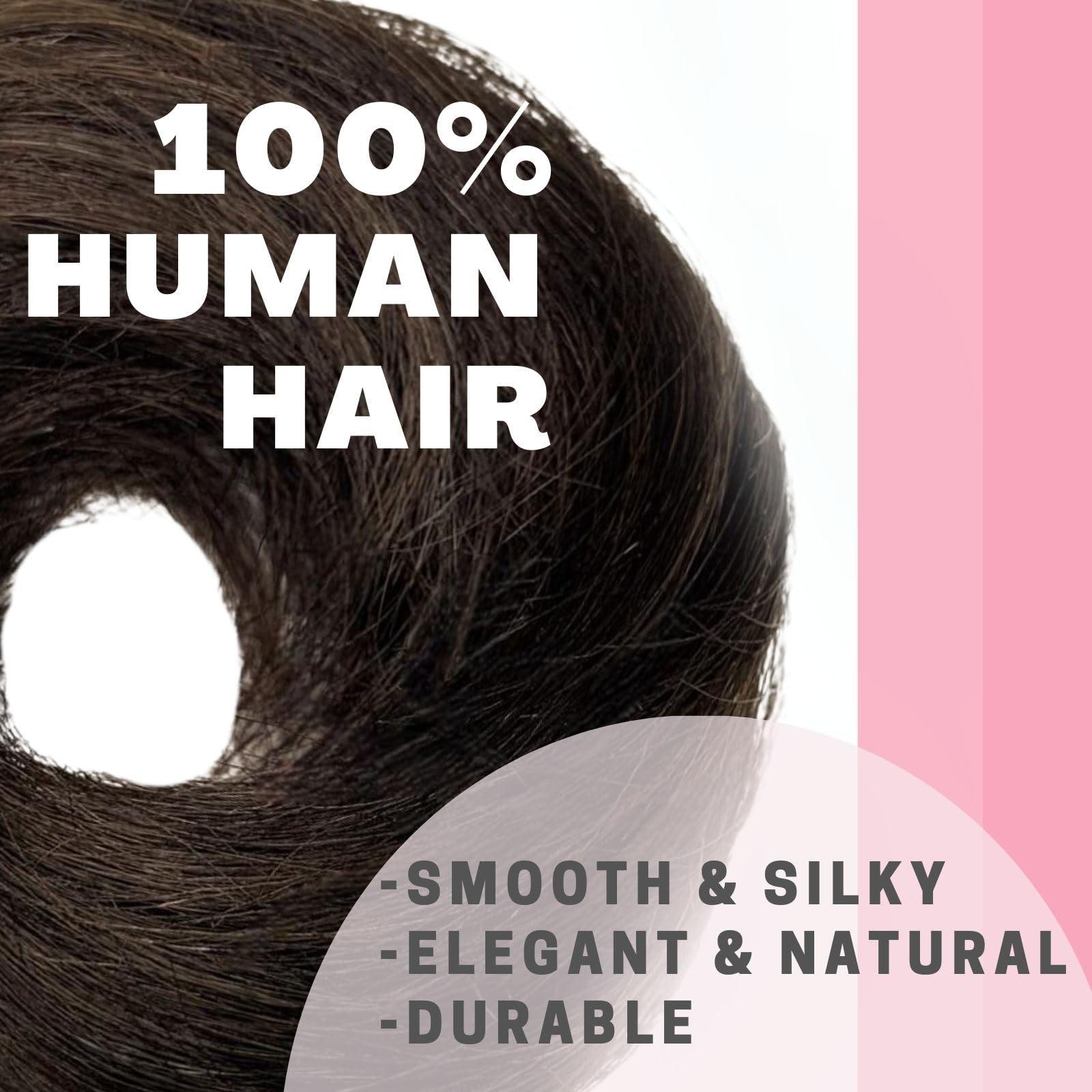 MINGATEC MINGATEC Messy Bun Hair Piece Human Hair Scrunchies 100% Human Hair, Messy Bun Hair Scrunchie Real Hair Bun Tousled Updo Chignons Stretchy Fluffy for Women Girls (Dark Brown)