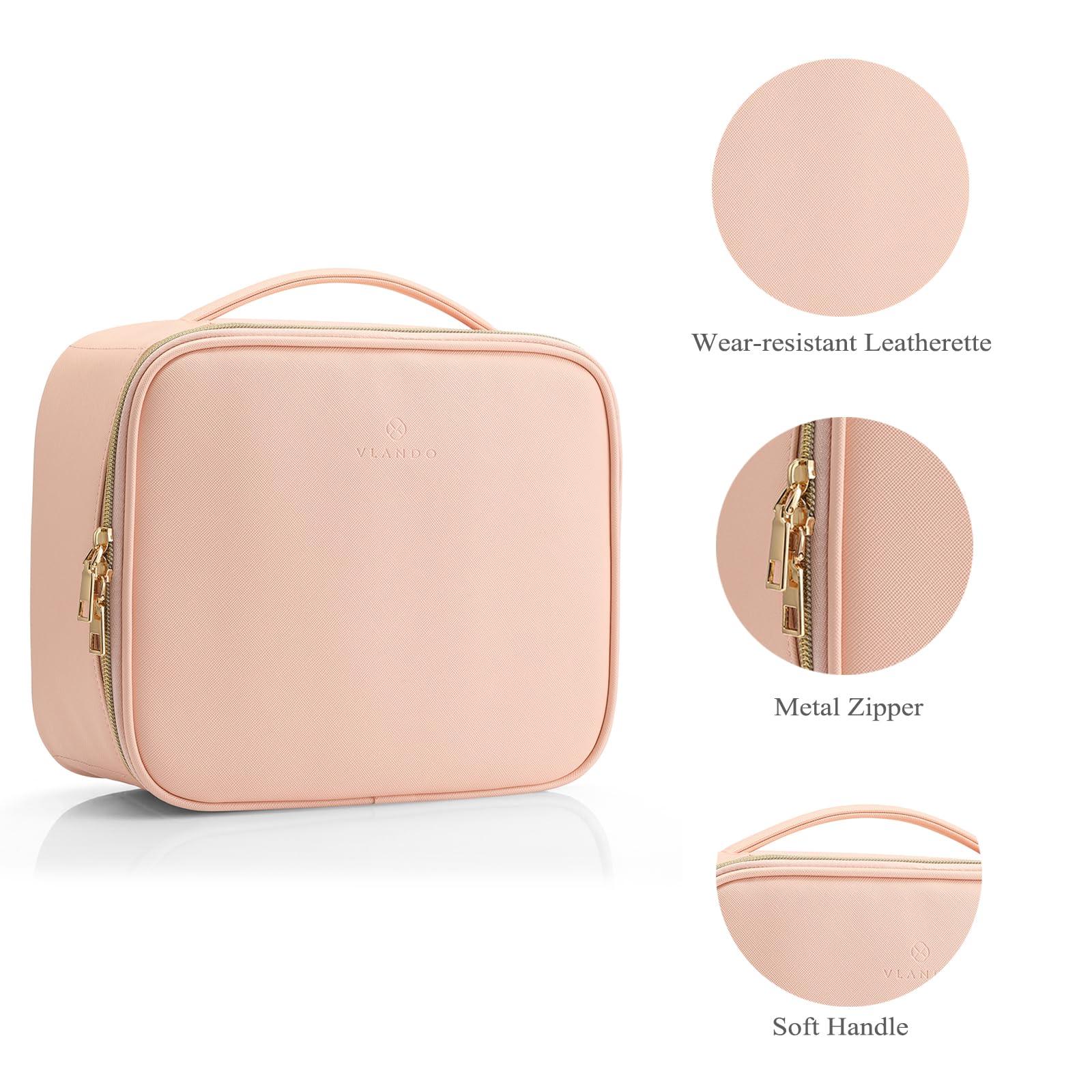 Vlando Vlando Toiletry Bag, Large Wash Bag, Travel Cosmetic Make-up Bag, Multi-compartment with Dividers for Cosmetics Makeup Brushes Toiletry Jewelry Accessories, Pink