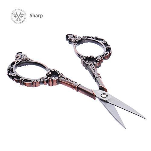 EBANKU Professional Manicure Scissors, EBANKU Vintage Stainless Steel Cuticle Precision Beauty Grooming for Nail, Facial Hair, Eyebrow, Eyelash, Nose Hair (Red Bronze)