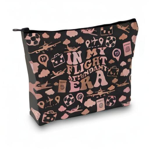 GJTIM Flight Attendant Gift In My Flight Attendant Era Stewardess Aviation Travel Makeup Bag for Cabin Crew Hostess Aviation Gift (Flight Attendant Era Black)