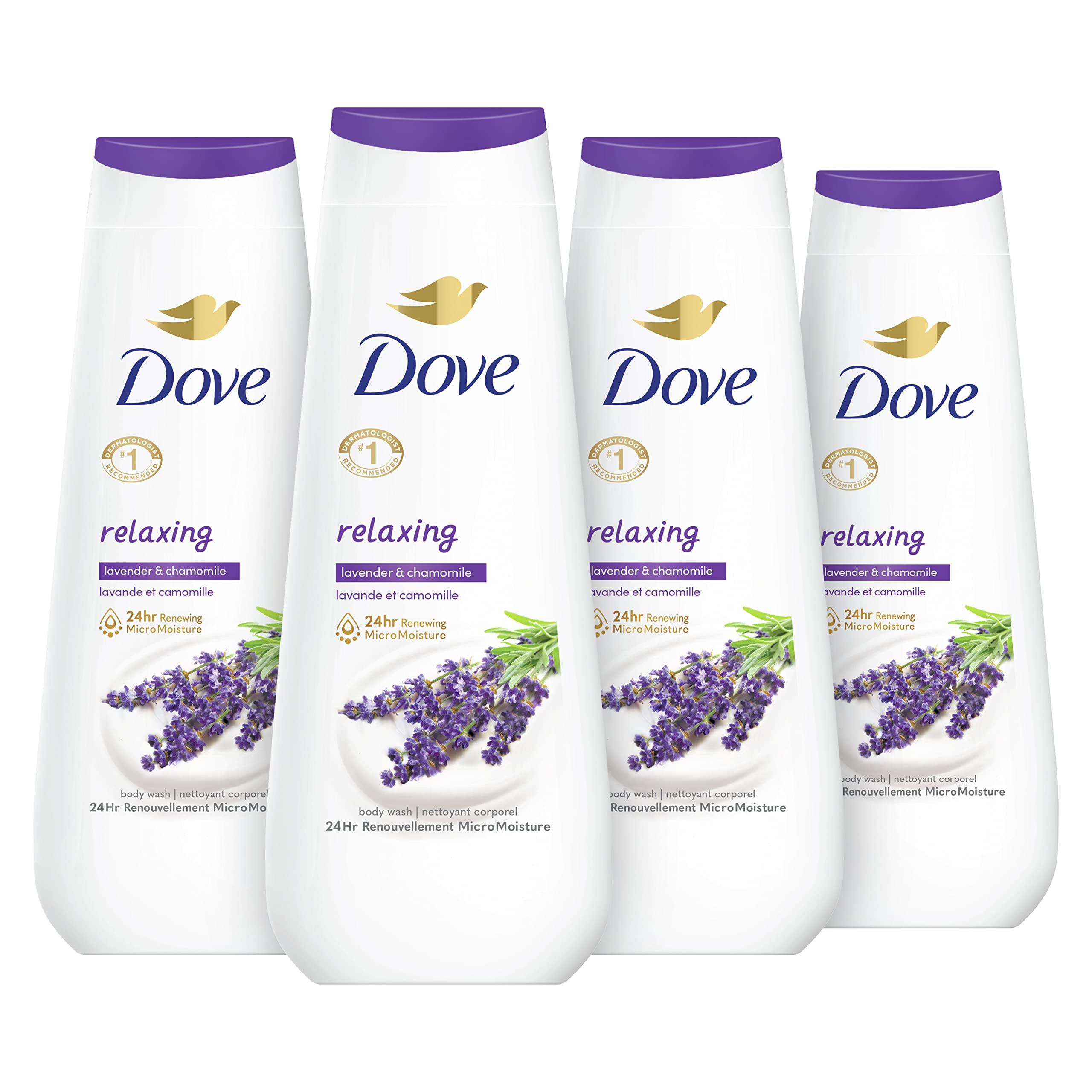 Dove Dove Body Wash 4 Count Relaxing Lavender Oil & Chamomile for Renewed, Healthy-Looking Skin Gentle Skin Cleanser with 24hr Renewing MicroMoisture 20 oz