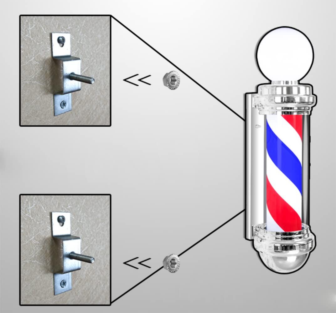 BUNGAA Barber Pole,Barber Pole Light, Vintage Sign Light Stripe Design Roating Salon Wall Hanging Light Lamp for Barber Shop,Black red (Color : Black and White)