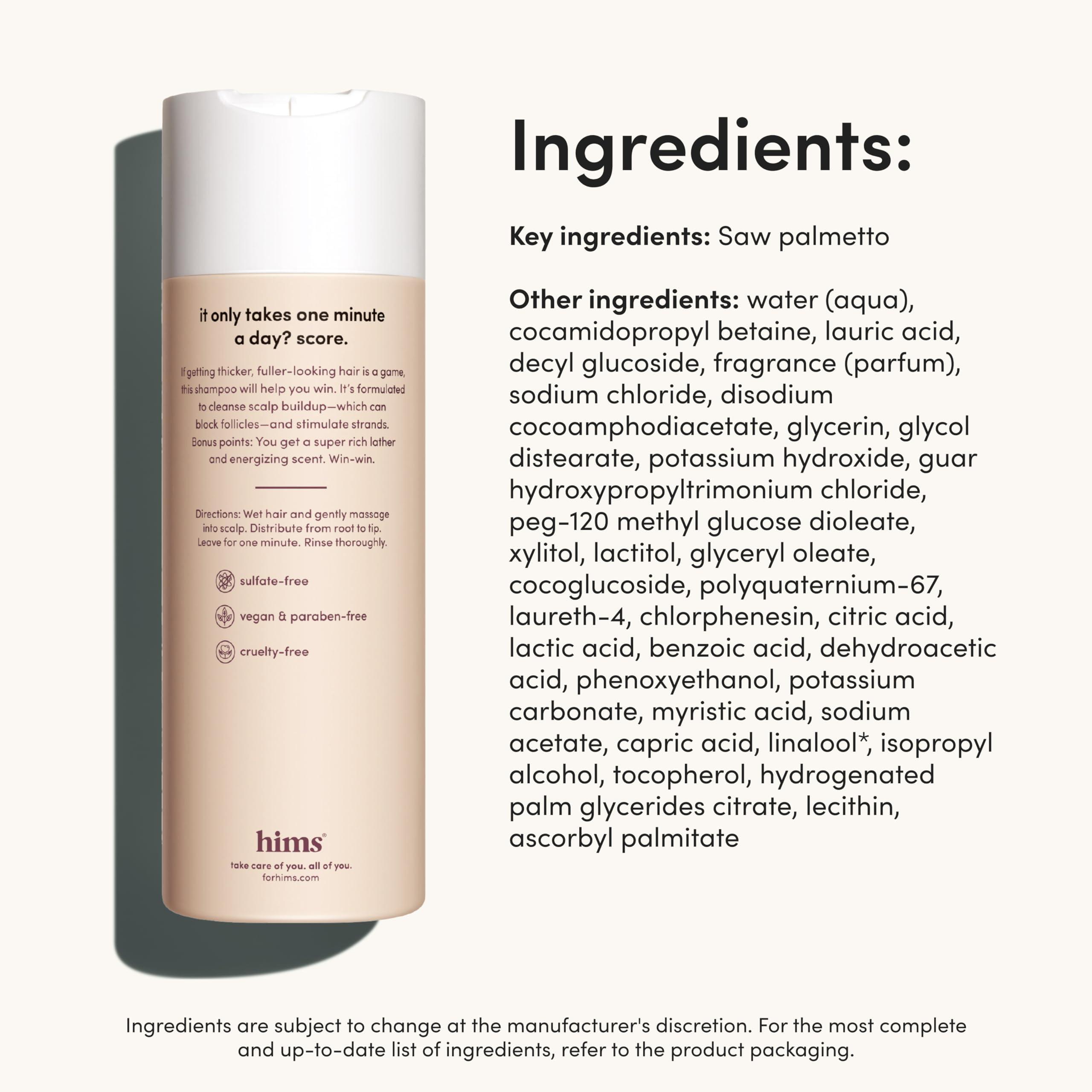HIMS & HERS hims Thick Fix Shampoo for Men - Thickening Shampoo With Saw Palmetto and Niacinamide - No Parabens or Sulfates, Vegan and Cruelty Free - Fresh Eucalyptus Grove, 2 pack, 6.4oz