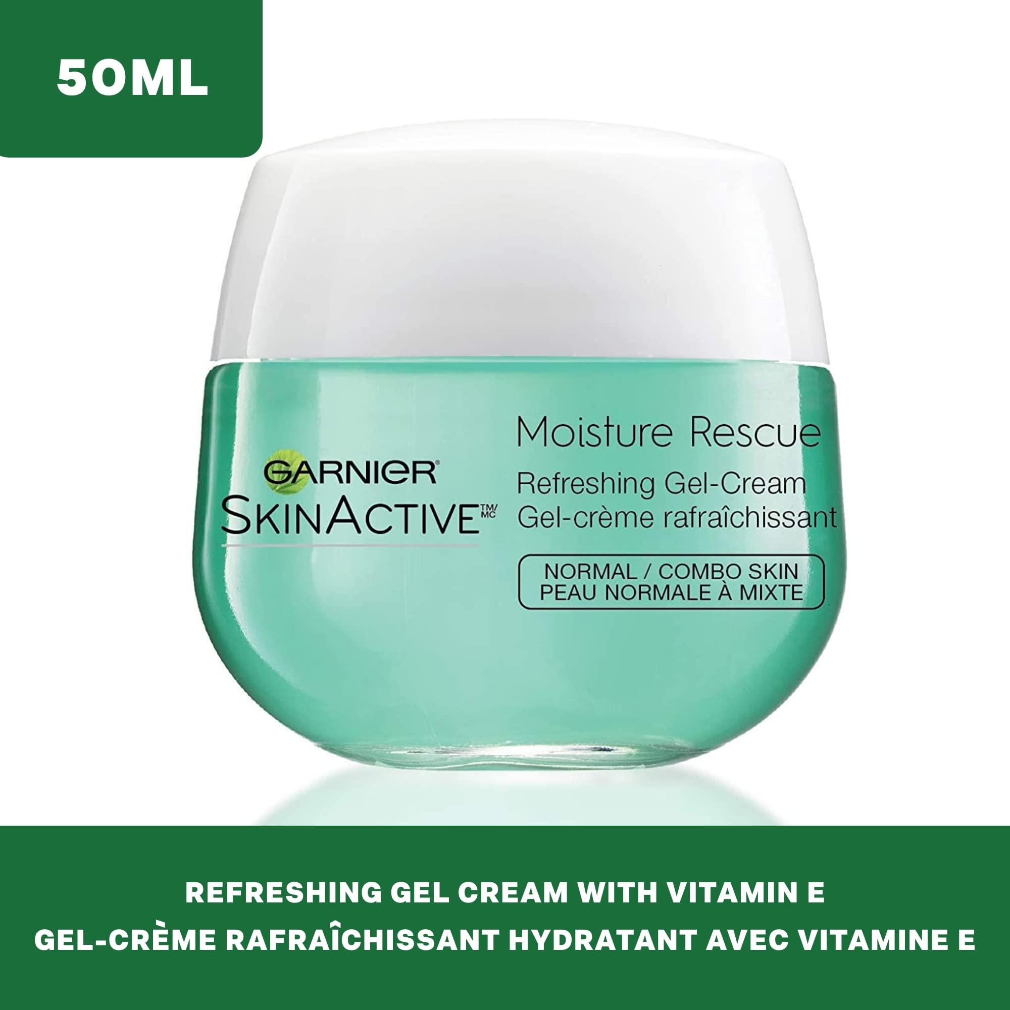 Garnier Garnier SkinActive Moisture Rescue Refreshing Gel-Cream for Normal/Combo Skin, Oil-Free, 1.7 Oz (50g), 1 Count (Packaging May Vary) (Pack of 2)