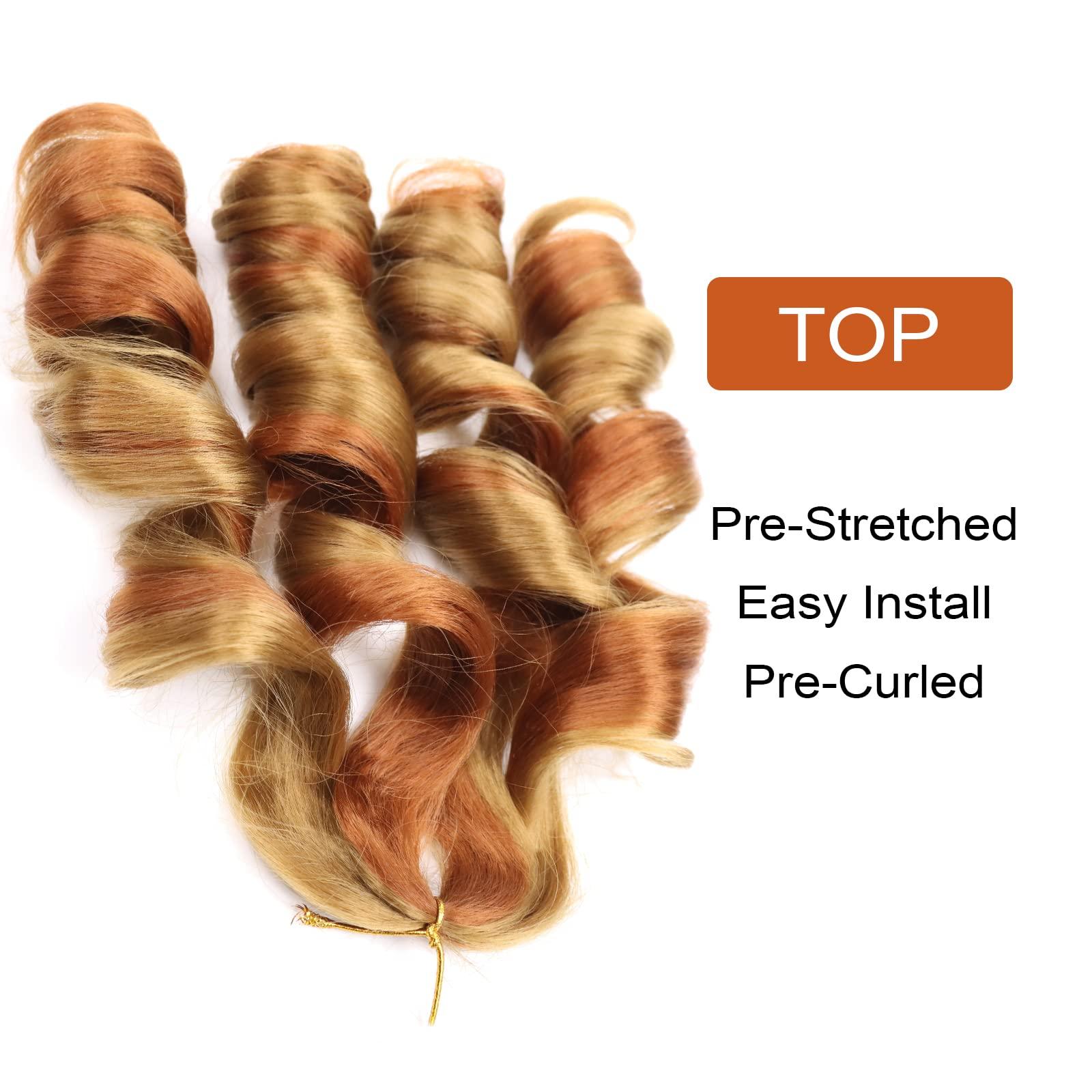 Lianzi French Curly Braiding Hair Blonde 22 Inch 8 Packs Spanish Curly Braiding Hair Curly Braiding Hair Pre Streched for Box Braids French Curl Braids Crochet Hair Extensions (22 Inch/Pack of 8, 27/30)