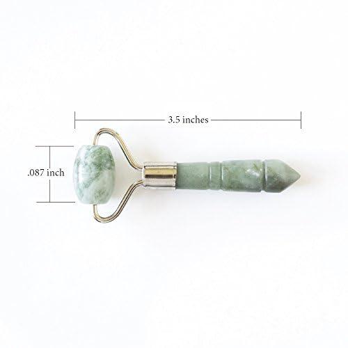 Ginger Chi Ginger Chi Natural Anti-Aging Jade Therapy Treatment Face Roller Wrinkle Remover Neck Slimming Reduce Puffiness Healing Fine Lines Facial Massager (Mini Roller)