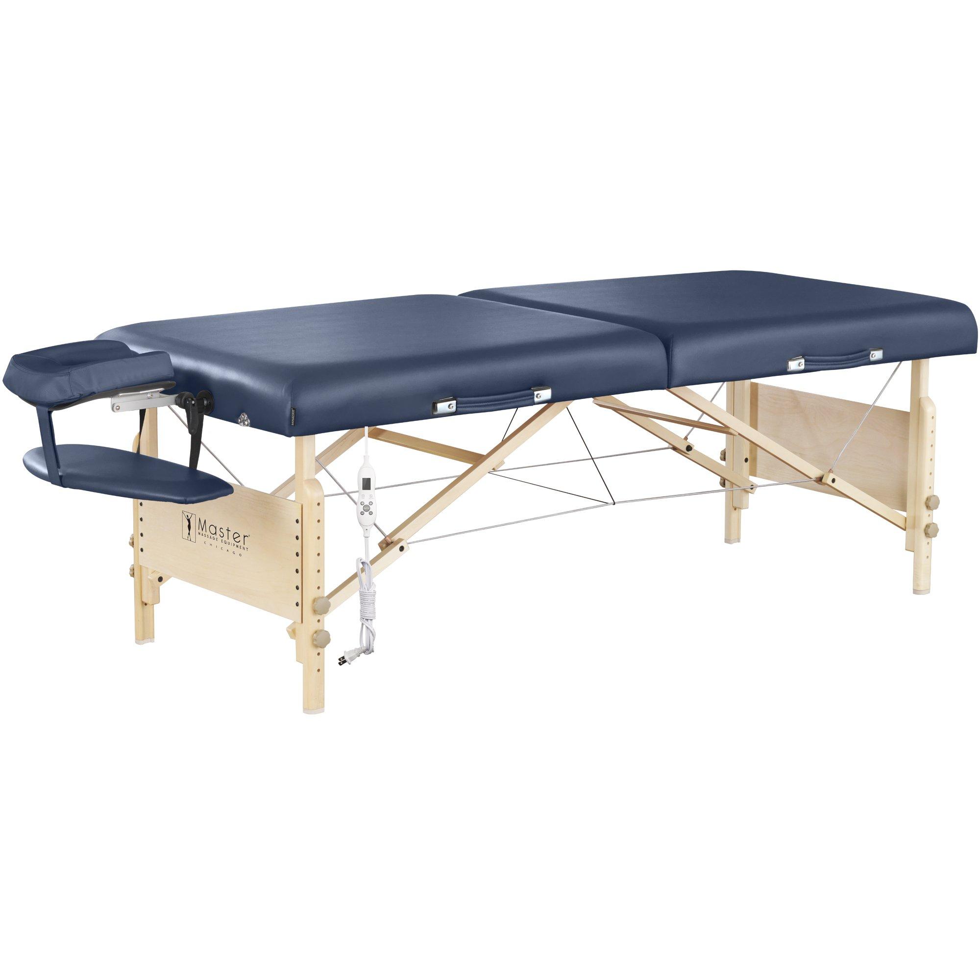 Master Massage Master Massage Coronado Therma Top Portable Massage Table Heated with Warming Top and 3-Inch Foam Cushioning- Tattoo Bed, Lash Table- Royal Blue (30 x 84)