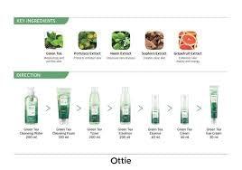 Ottie Ottie Green Tea Skin Care Set(5 items) / Cleansing Foam 150ml, Toner 200ml, Essence 40ml, Cream 40ml, Eye Cream 30ml