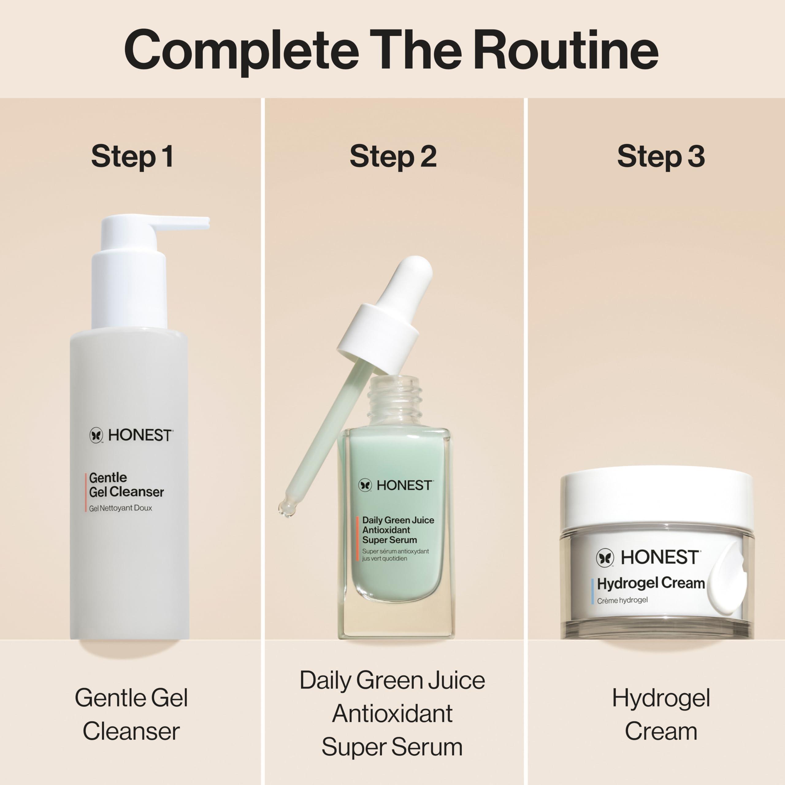 Honest Beauty Honest Beauty Moisturizing Trio | Gentle Gel Cleanser, Green Juice Antioxidant Serum, Hydrogel Cream | 3-Step Routine | Vegan + Cruelty Free
