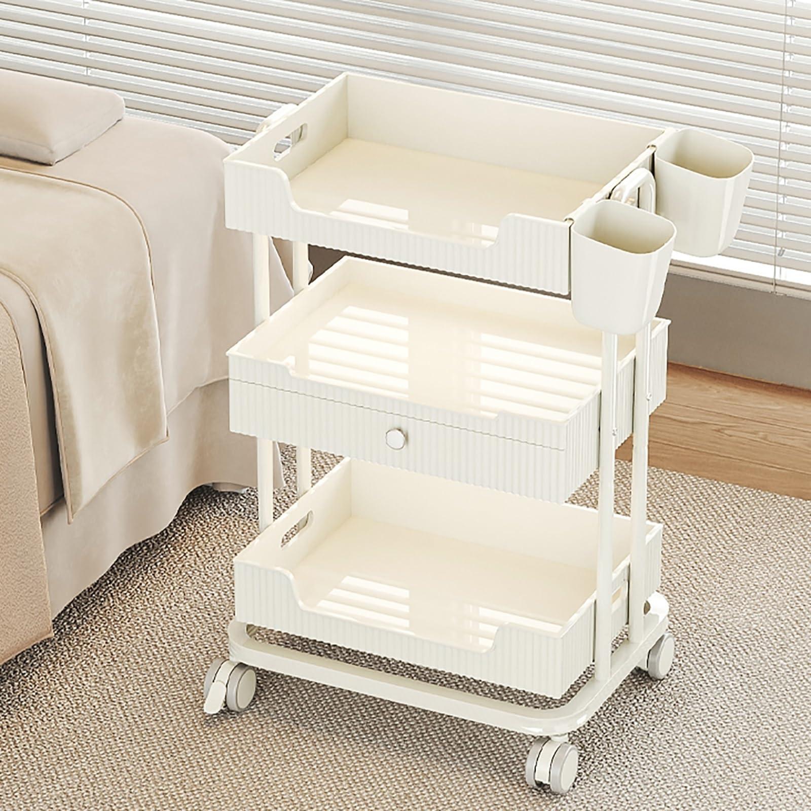 PQXQZ Multifunction Beauty Salon Storage Trolley Cart with 2 Trash Cans Hair Salon Station Cabinet Waterproof Rolling Hairdressing Salon Cart for Beauty Tattoo HairdressingV