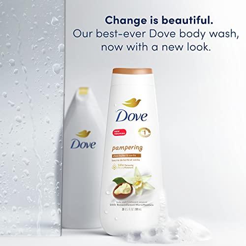 Dove Dove Body Wash 4 Count Pampering Shea Butter & Vanilla for Renewed, Healthy-Looking Skin Gentle Skin Cleanser with 24hr Renewing MicroMoisture 20 oz