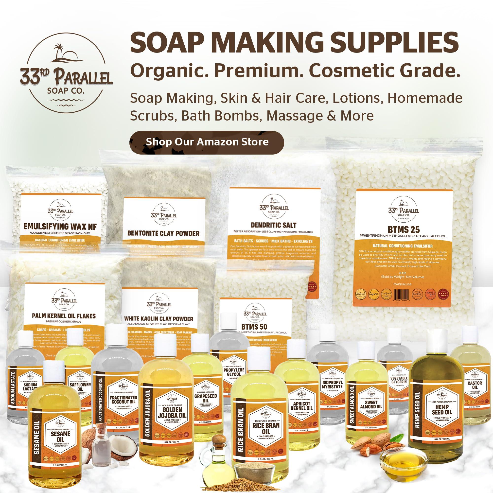 33RD PARALLEL SOAP CO. Sodium Lactate (32 oz) for Soap Making & Lotions, Premium Sodium Lactate Liquid, 60% Concentration, Cosmetic Grade, Moisturize Anti-Aging, Makes Soap Harder | 32 FL OZ