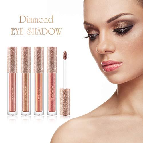 Aooba 4 Colors Glitter Liquid Eyeshadow, Makeup Glitter Gloss for Eyes Shimmer Eyeliners Waterproof Long Lasting Sparkling Eye Shadow Set