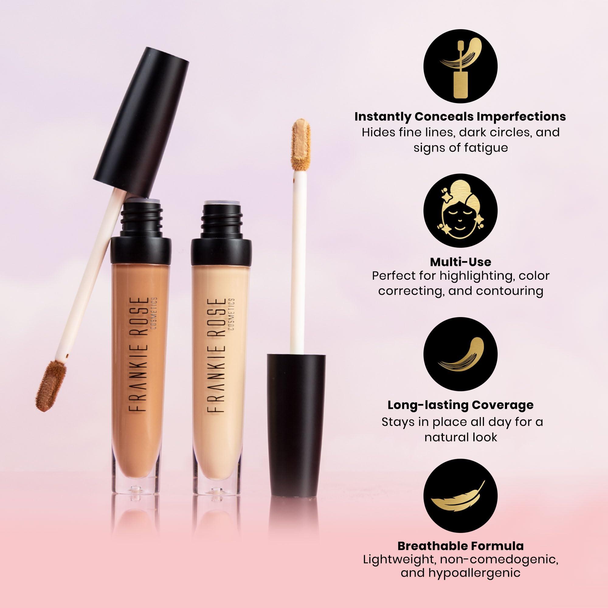 Frankie Rose Cosmetics Frankie Rose Cosmetics Our Lil' Secret Concealer Sweat-Proof & Matte Under Eye Concealer, Long Lasting Full Coverage For Fine Lines, Dark Circles & Hide Imperfections - Chai