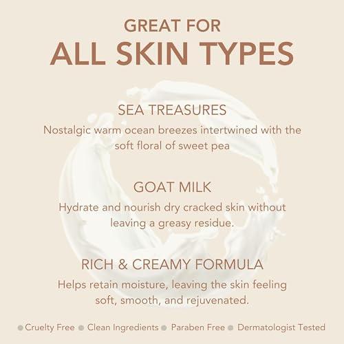 Dionis Dionis Goat Milk Hydrating Skincare Scented Cream, Rich & Creamy Daily Moisturizing Sea Treasures Body Lotion For Dry Skin, Made in the USA, Cruelty-Free & Paraben-Free, 8.5 oz Bottle