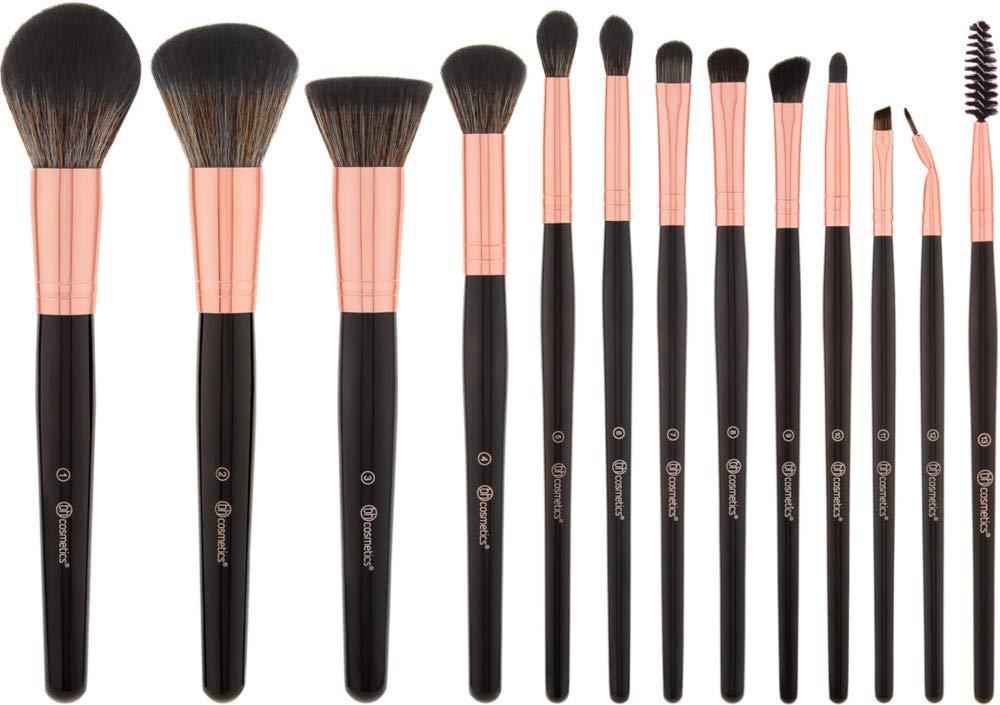 BH STUDIO PRO BH STUDIO PRO makeup brush set, BH Signature Rose Gold 13 Piece Brush Set with Holder (black)