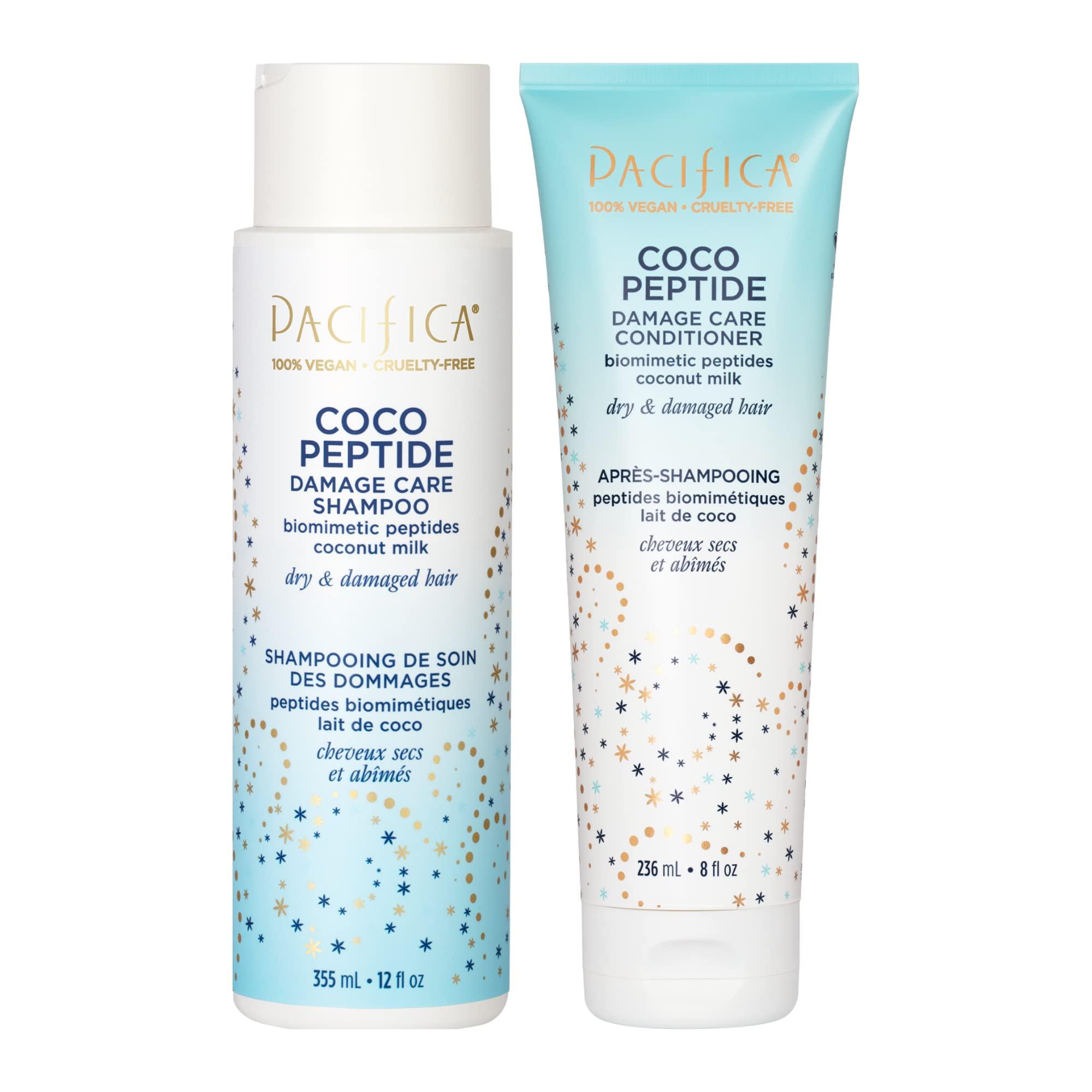 Pacifica Pacifica Coco Peptide Damage Care Shampoo & Conditioner Set - Repair Colored, Heat Treated Hair, Split Ends & Breakage, for Dry Hair - Clean Vegan & Cruelty-Free Dermatologist Tested